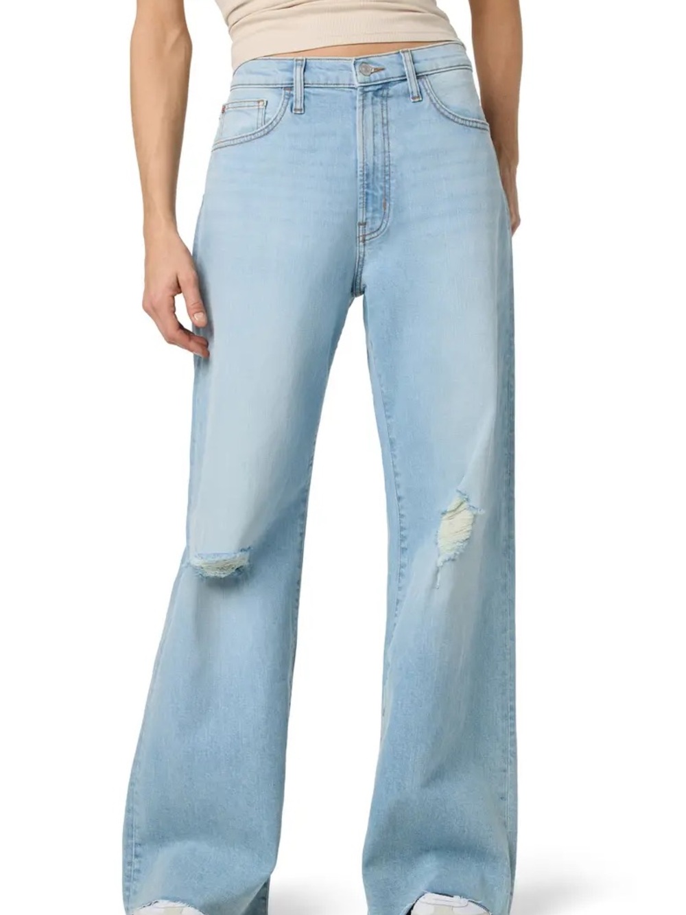 Hudson Light Blue Wide Leg Distressed Jeans High Rise Fall Denim Streetwear